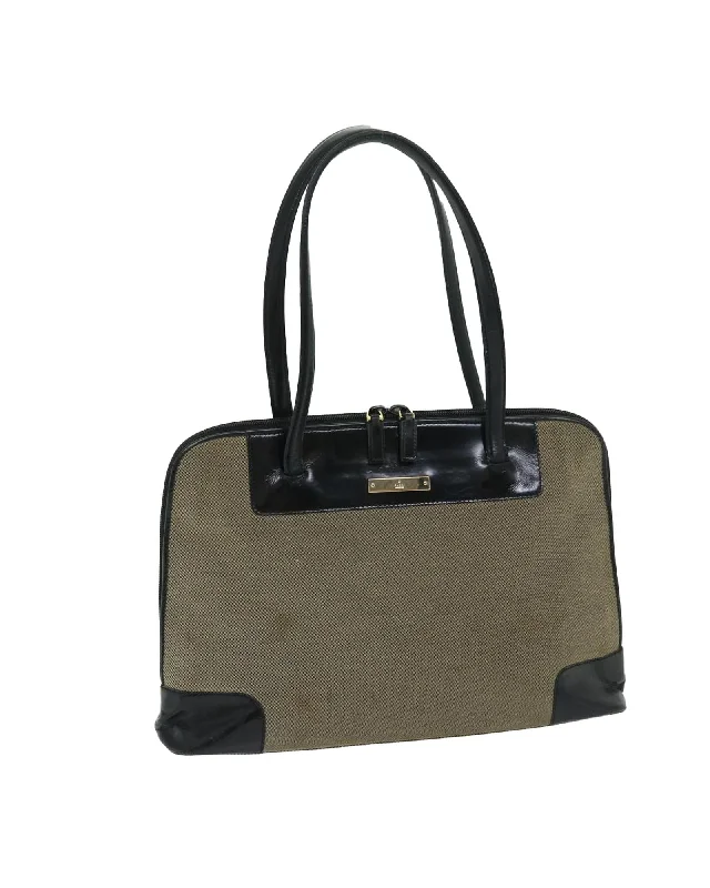 Beige Canvas Tote Bag with Accessories - Italian Made Luxury