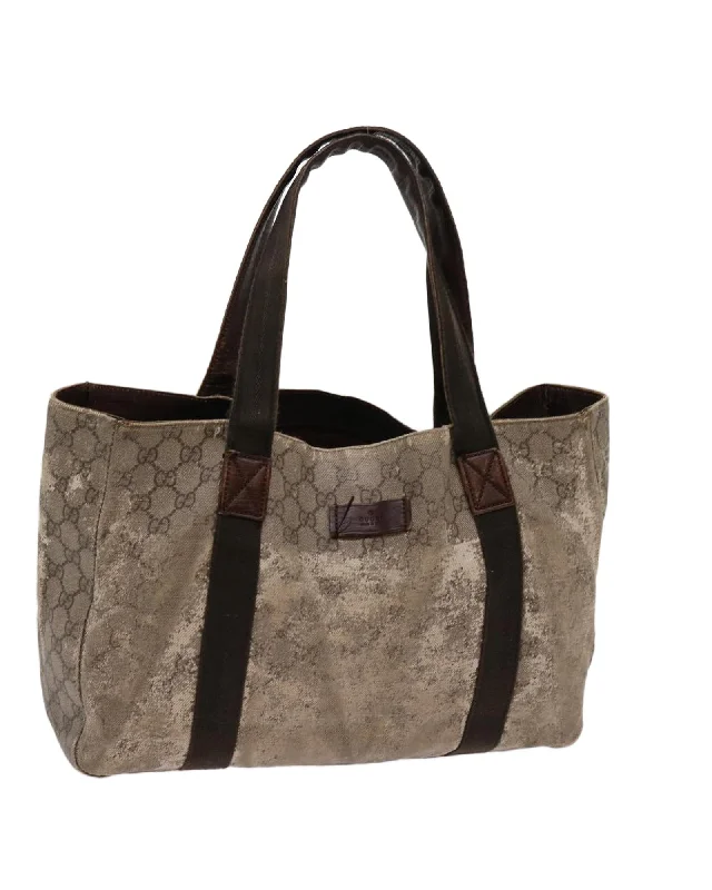 Beige GG Supreme Tote Bag with PVC Leather and Canvas Material