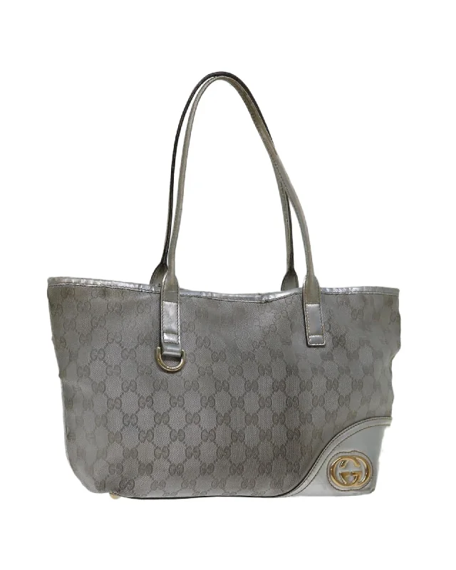 Silver Canvas GG Tote Bag with Accessories - Italian Made (Rank CD)