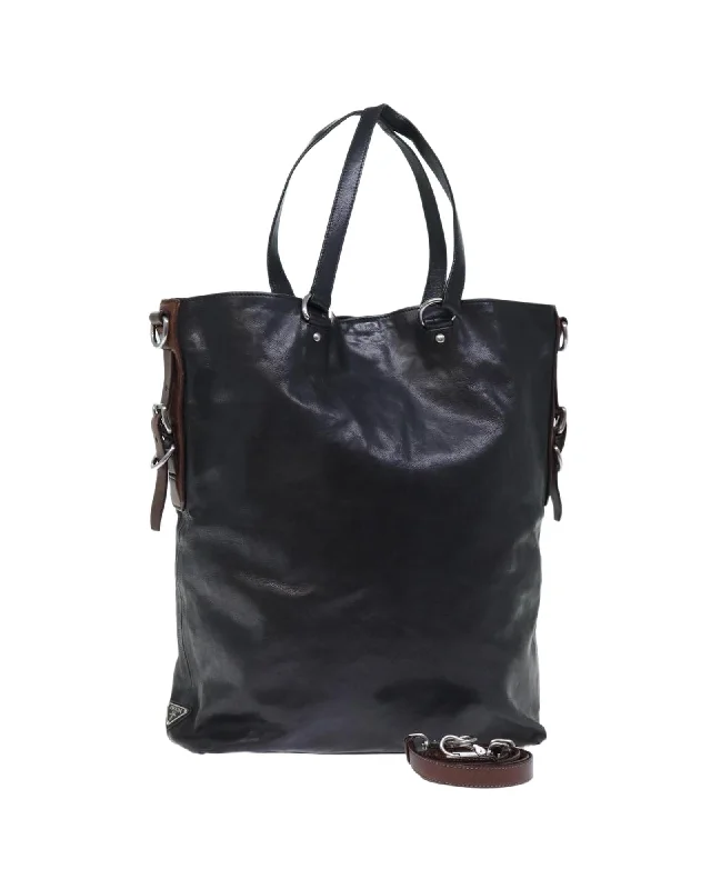 Leather 2-way Hand Bag with Shoulder Strap