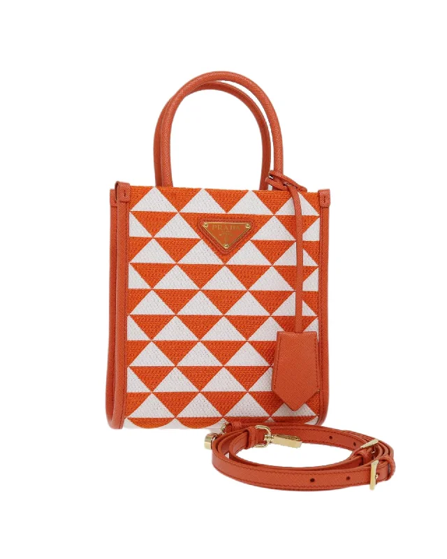 Canvas 2way Hand Bag in Orange by Italian Designer