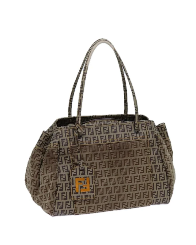 Canvas Beige Hand Bag with Zucchino Pattern - Made in Italy