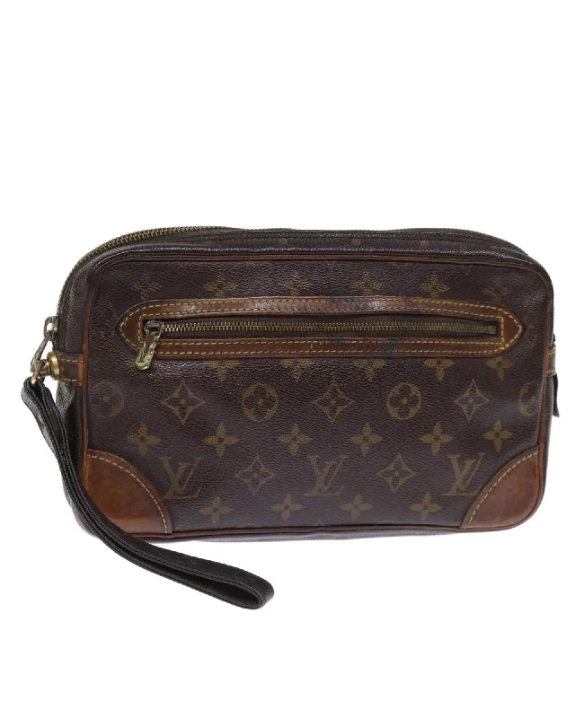 Monogram Canvas Clutch Bag with Dragonne Strap - CD Rank