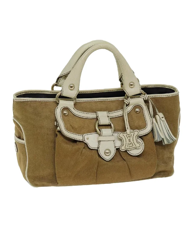 Canvas Beige Hand Bag with Accessories - Rank C