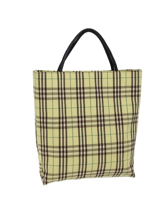 Yellow Nylon Tote Bag with Nova Check Pattern