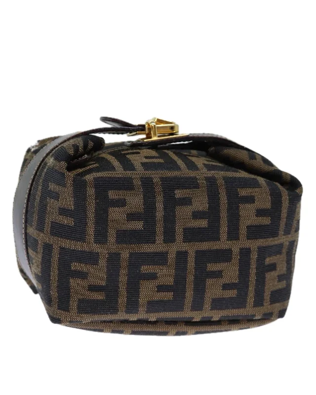 Canvas Hand Bag with Zucca Print in Brown and Black by Fendi