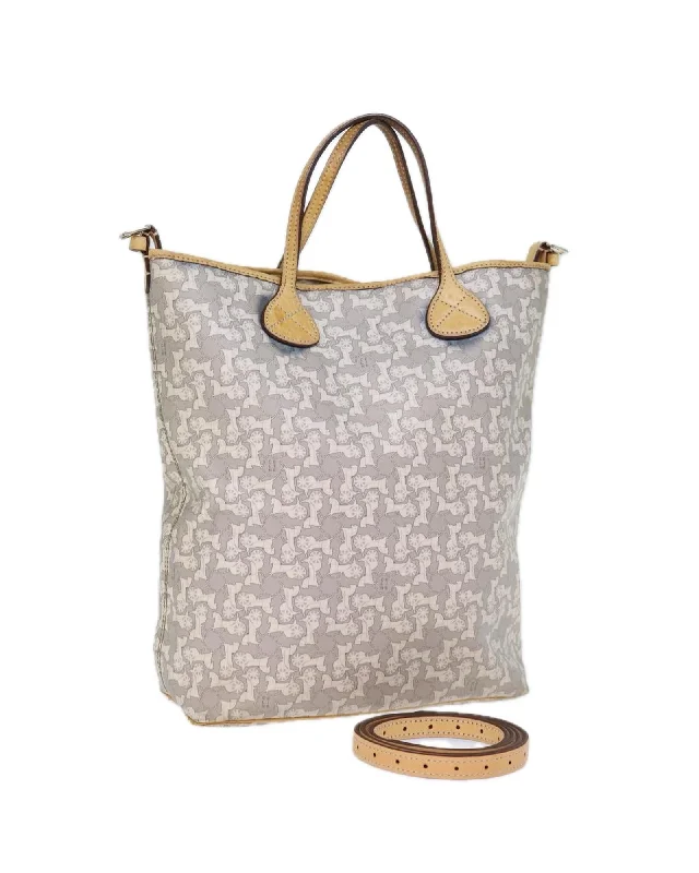 Gray Macadam Canvas Tote Bag with Horse Carriage Design