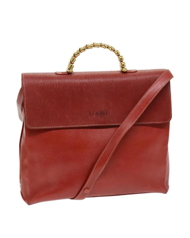 Red Leather 2-Way Hand Bag by LOEWE