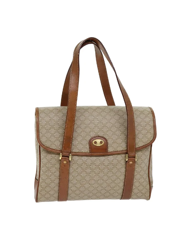 Beige Macadam Canvas Shoulder Bag with 26cm Strap Drop