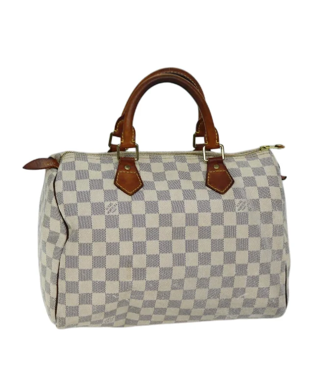 Damier Azur Canvas Hand Bag with Surface Shape and Rubbing