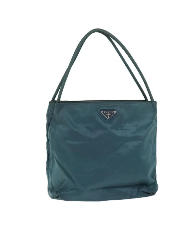 Turquoise Blue Nylon Tote Bag by Italian Designer