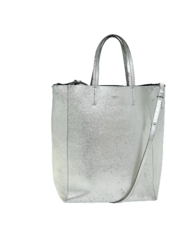 Silver Leather 2way Hand Bag by Celine - Authentic