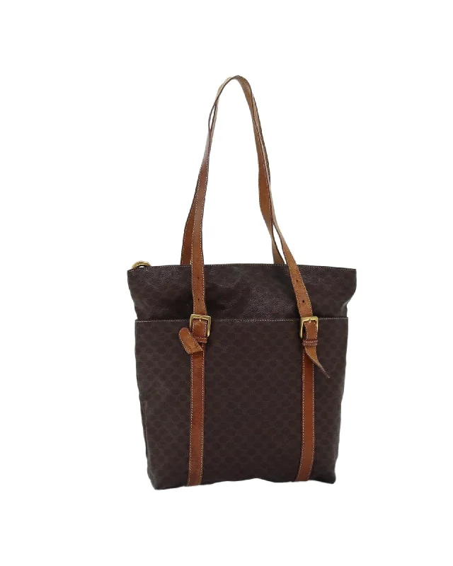 Macadam Canvas Tote Bag in Brown PVC Leather