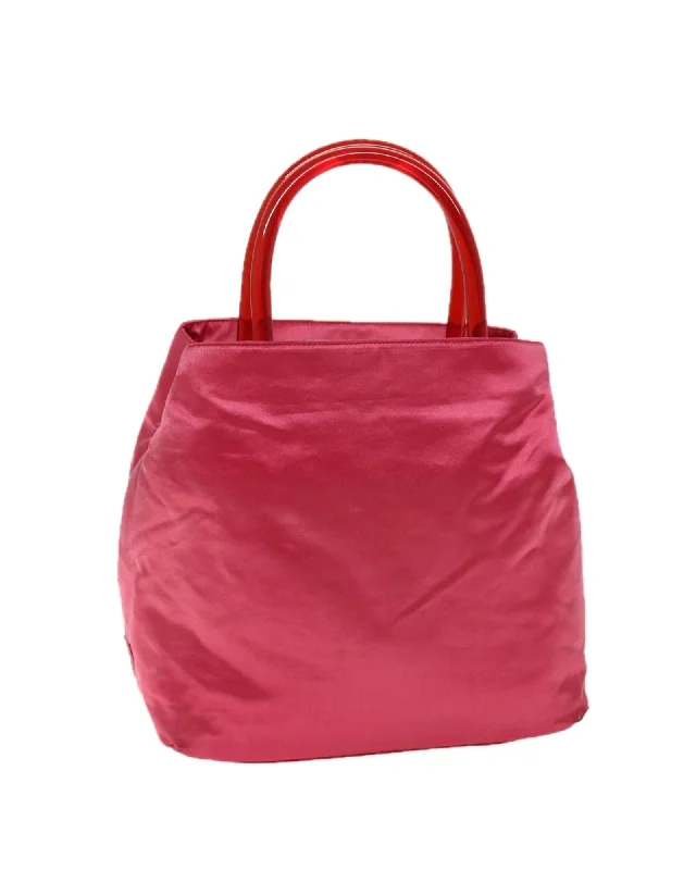 Pink Satin Hand Bag with Guarantee Card - Made in Italy