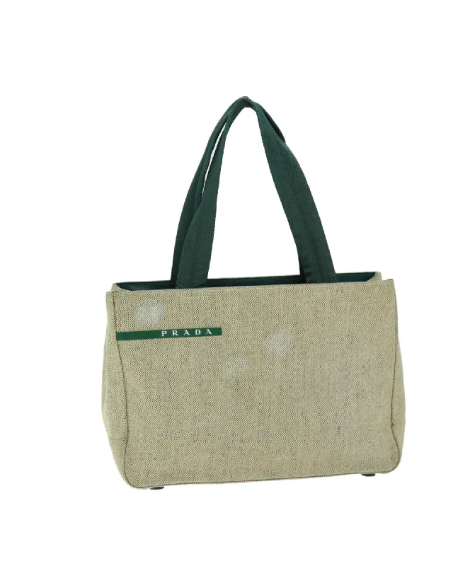 Canvas Green Beige Hand Bag