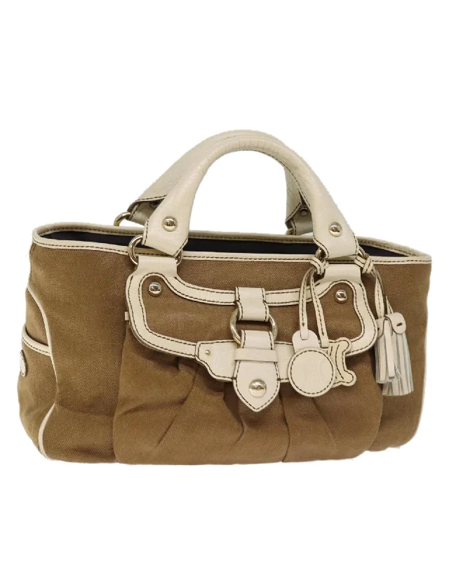 Canvas Brown Hand Bag with Accessories and Serial Number - Rank C