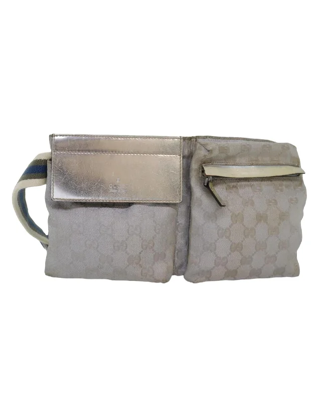 GG Canvas Sherry Line Waist Bag with Silver Toned Hardware