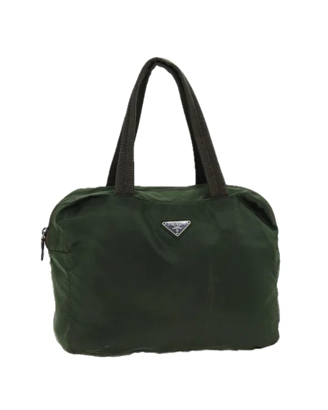 Khaki Nylon Hand Bag by Prada