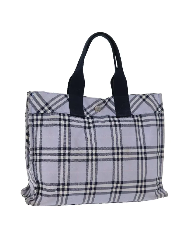 Blue Nylon Hand Bag with Burberry Nova Check Pattern