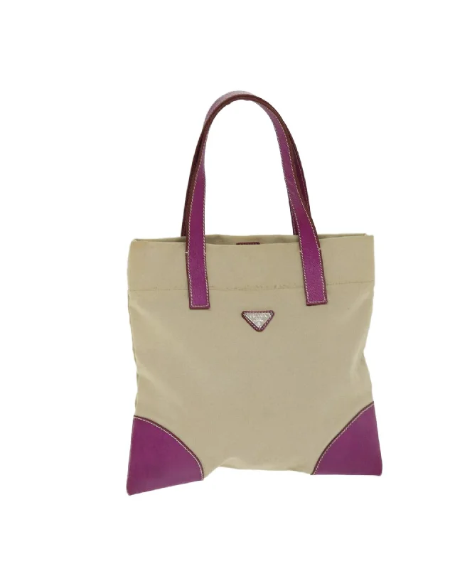 Beige Canvas Tote Bag with Guarantee Card - Made in Italy