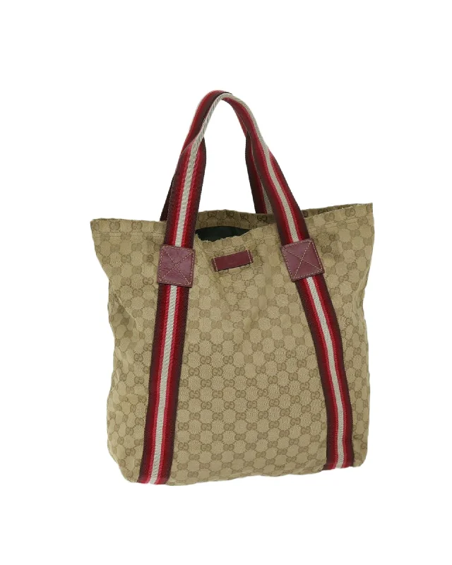 GG Canvas Tote Bag with Red Accents