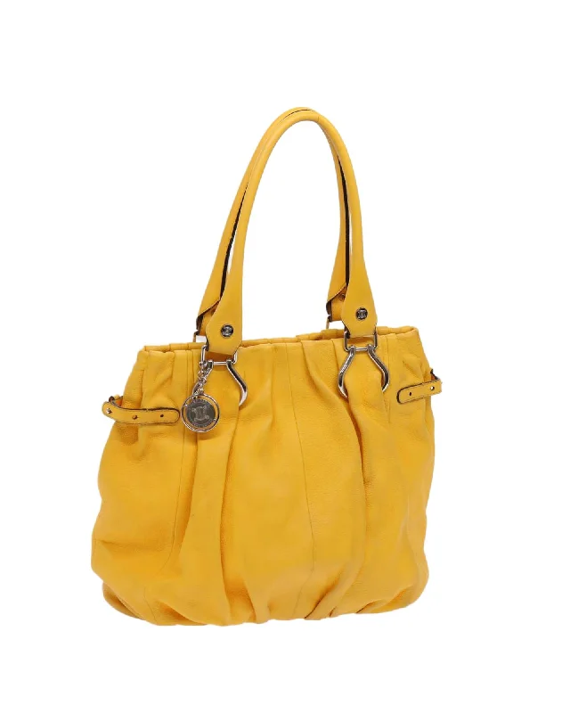 Yellow Leather Tote Bag with Accessories - Rank C