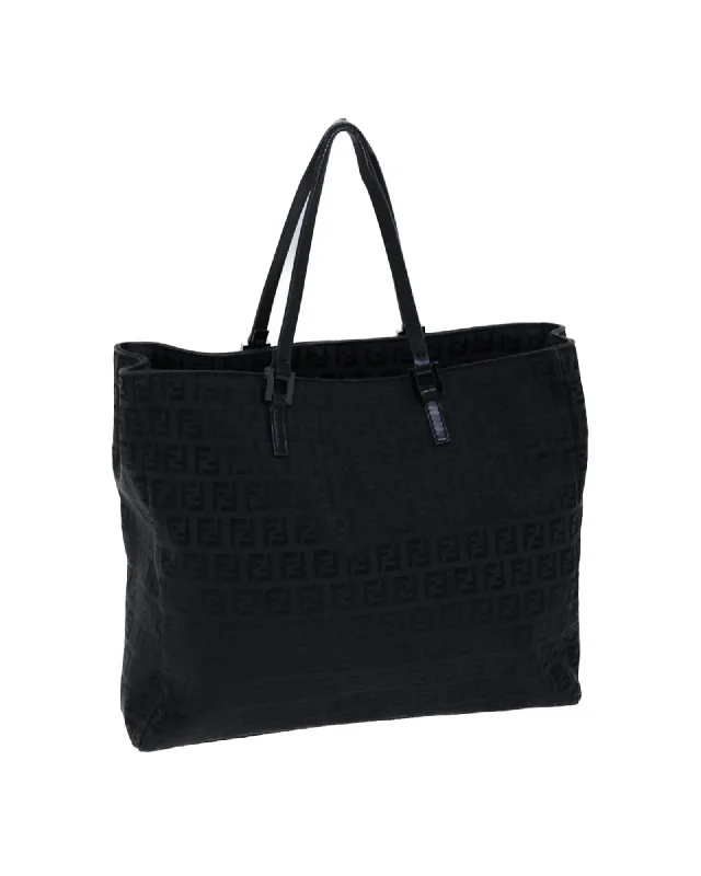 Canvas Hand Bag with Zucchino Pattern in Black