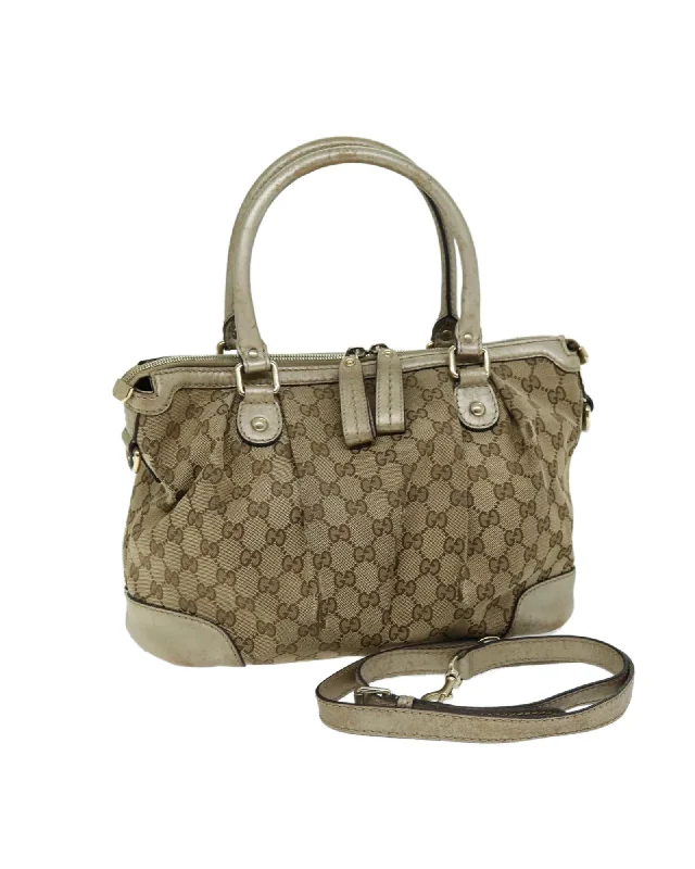 GG Canvas 2way Hand Bag with Shoulder Strap - Beige