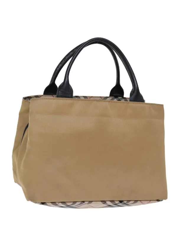 Beige Nylon Nova Check Hand Bag by Burberry