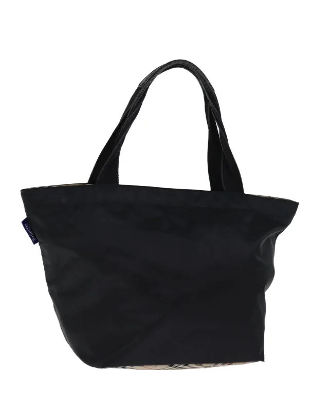 Black Nylon Hand Bag with Burberrys Nova Check Design