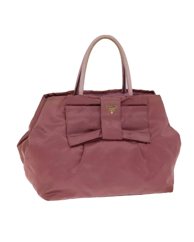 Nylon Pink Hand Bag with Accessory and Serial Number