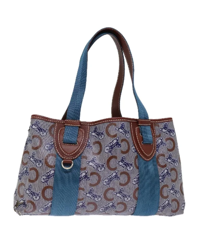 Coated Canvas Brown Hand Bag with Macadam Print by Celine