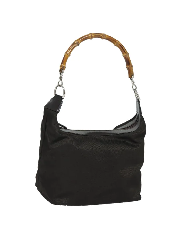 Bamboo Handle Nylon Hand Bag with Authentic Italian Craftsmanship