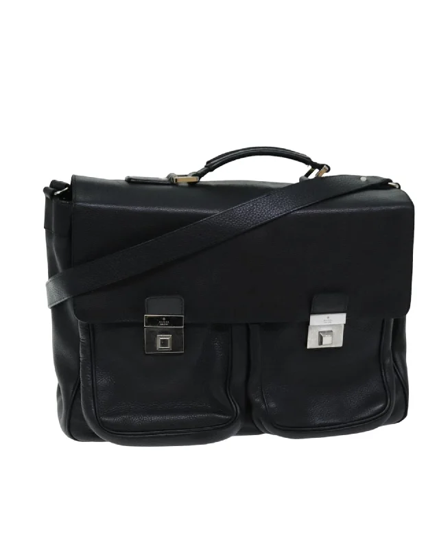 Leather 2way Hand Bag in Black by Italian Designer