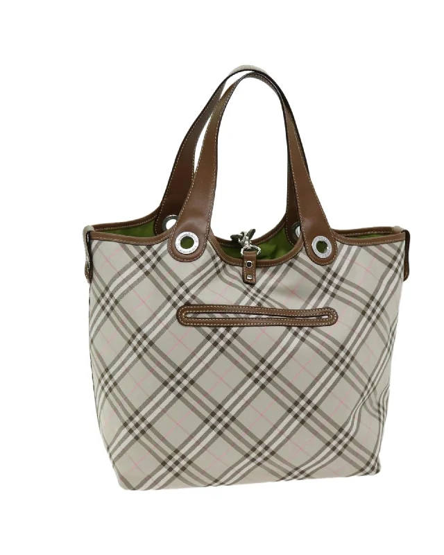 Reversible Nylon Tote Bag with Check Pattern by Burberry