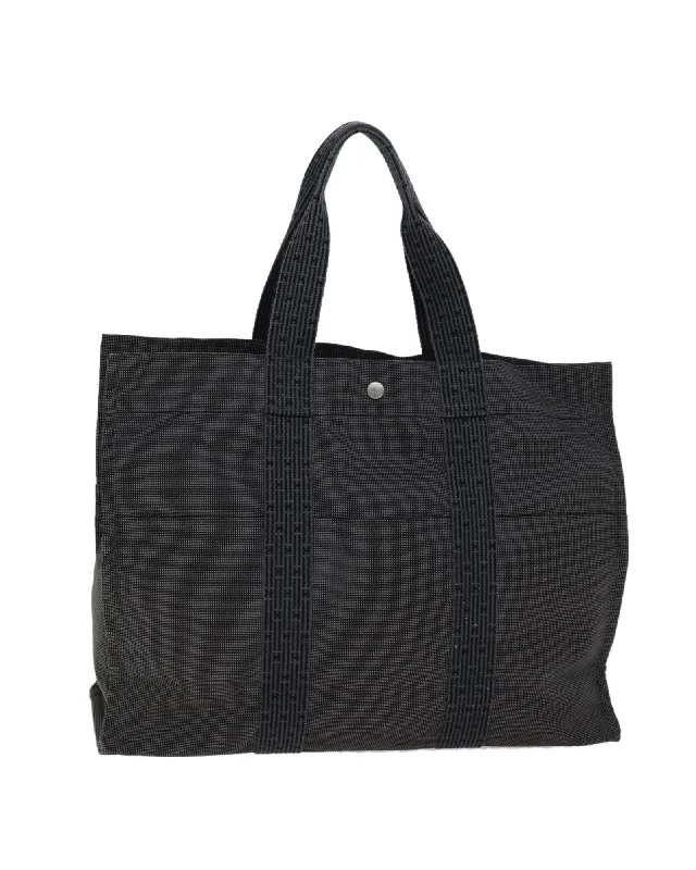 Gray Canvas Tote Bag with Accessories