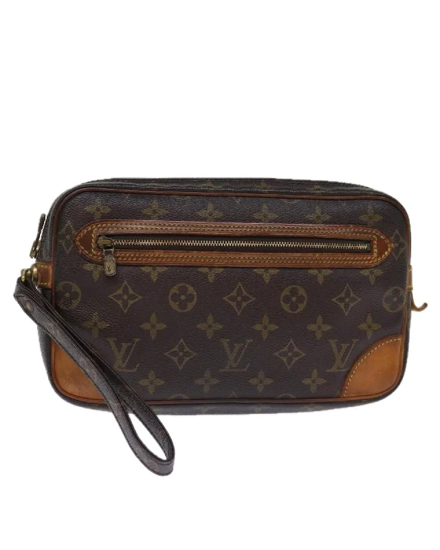 Monogram Canvas Clutch Bag with Dragonne Strap