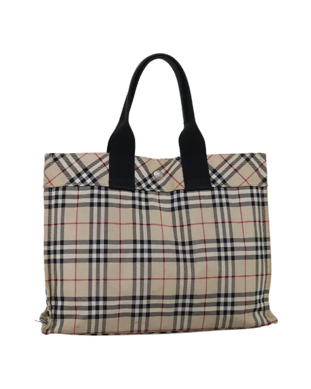 Beige Nylon Hand Bag with Nova Check Pattern