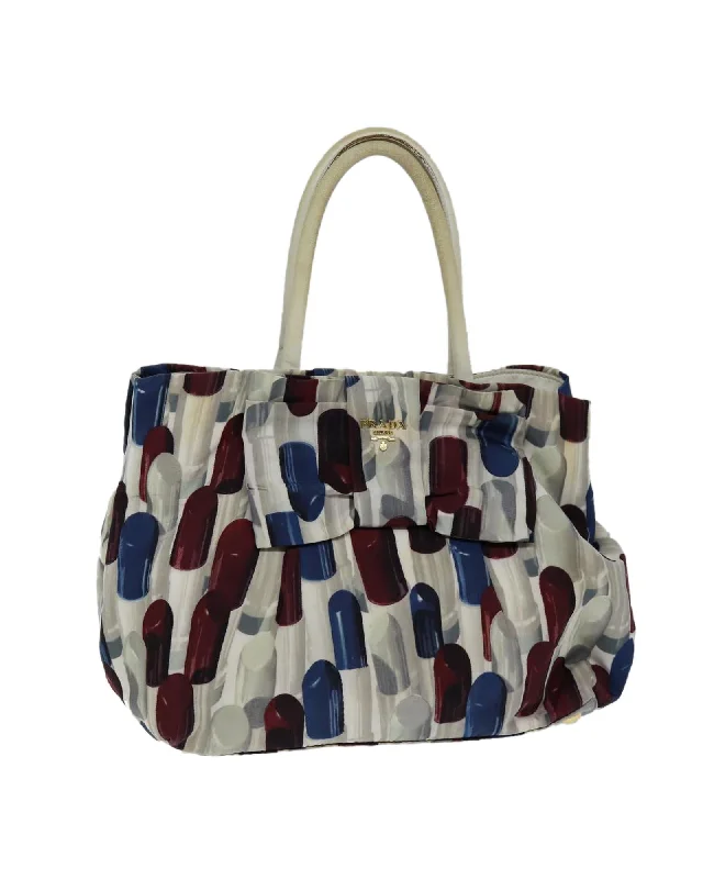 Multicolor Nylon Hand Bag with Lip Pattern by Italian Designer