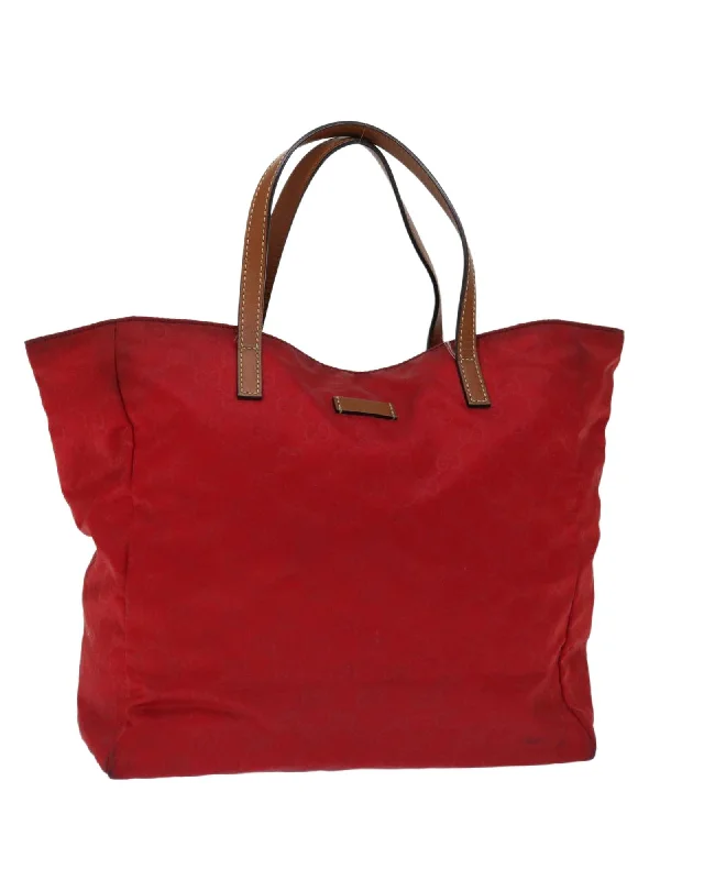 Red GG Canvas Tote Bag - Italian Made Tote for Women