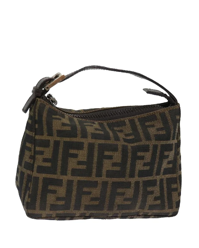 Canvas Brown Hand Bag with Zucca Pattern by Italian Designer