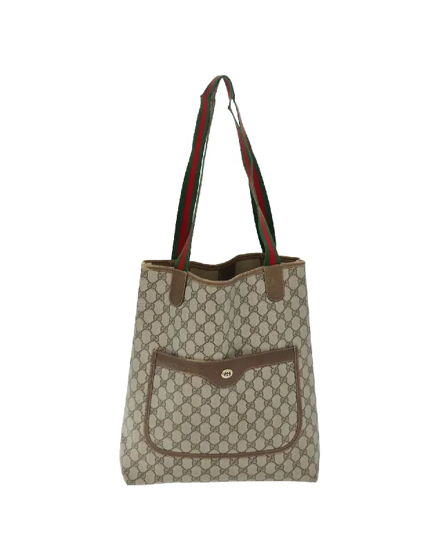 GG Supreme Web Tote Bag in Beige Red and Green Design