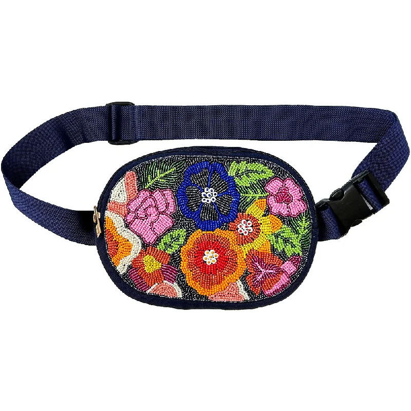 Velvet Floral Beaded Fanny Pack