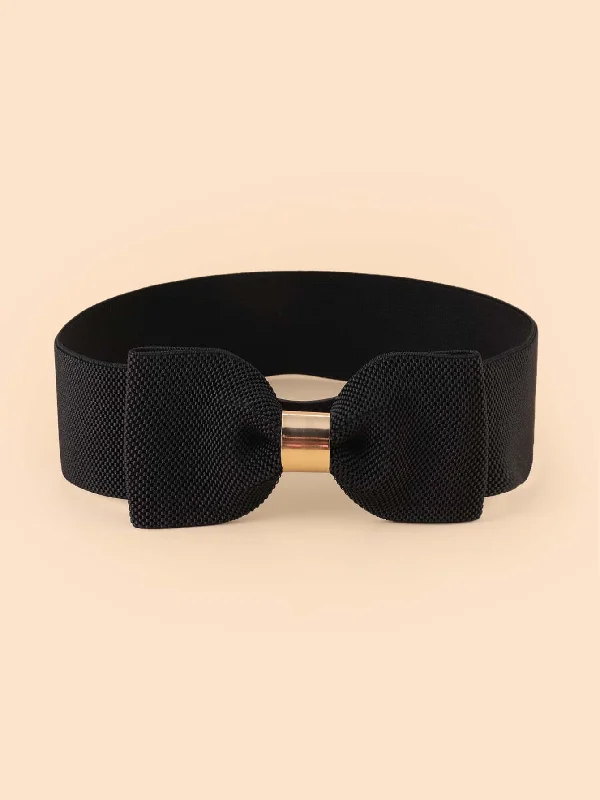 Women's  Elastic Belt With Bow-Knot Design, Suitable For Dress Decor