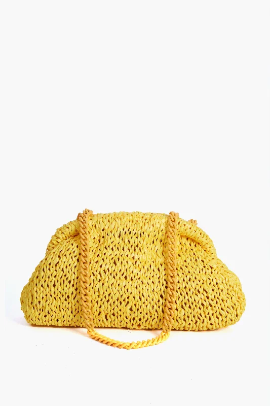 Yellow Raffia Game Clutch